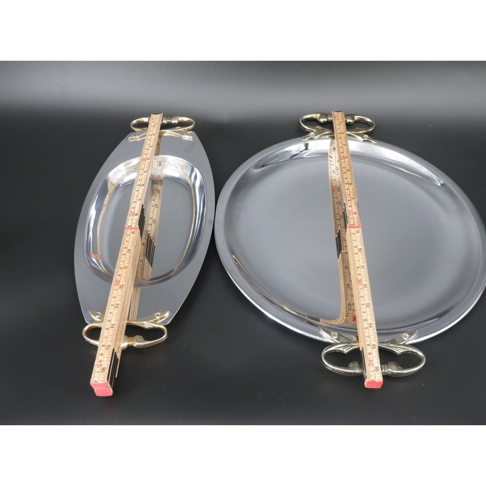 Kromex Serving Tray Set Platter Relish Dish with Glass Insert Retro VTG Dining - Picture 7 of 7